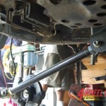 The control arm mounts are welded in and the lower control arm is installed.