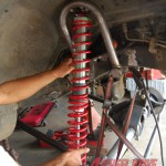 Andreas held up the coilover and shock-hoop approximately where they wre going to be mounted.