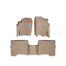 Nissan Titan Floor Mats by WeatherTech, Crew Cab, Front and Rear, One Hook, Tan, 2004-2011 (A60)