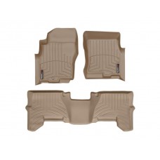 Nissan Pathfinder Floor Mats by WeatherTech, Front and Rear, One Post, Tan, 2005-2011 (R51)