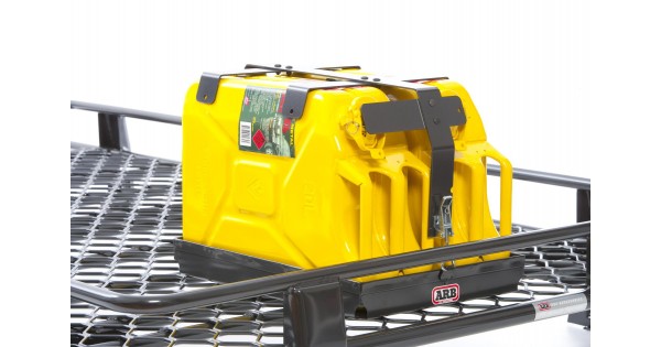 thumbnail interactive-video image 1 of Dual Jerry Can Holder With Custom Name - Locking Mount For Race Trailer 1 of 3