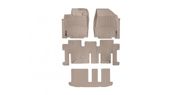 Nissan Pathfinder Floor Mats by WeatherTech, 1st, 2nd and 3rd Row, Tan