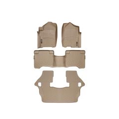 Nissan Armada Floor Mats by WeatherTech, 1st, 2nd, and 3rd Row, Tan, Two Post Holes, 2008-2011 (TA60)