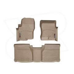 Nissan Frontier Floor Mats by WeatherTech, Front and Rear, Extended Cab, Two Hook, Tan, 2005-2018 (D40)